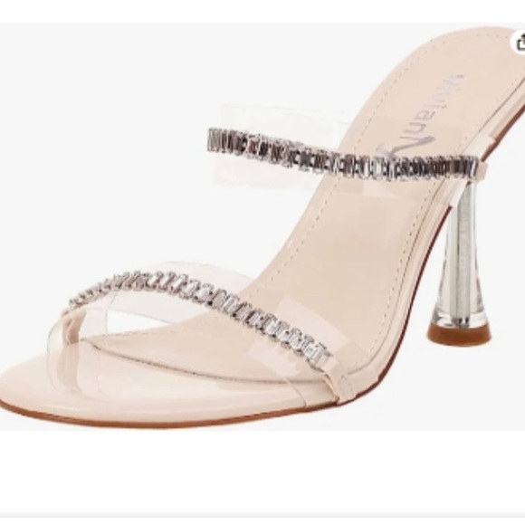 Vivianly  Rhinestone Heels Stiletto high heels mules party dress size 9 - Picture 2 of 5